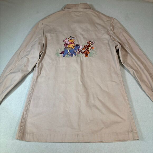 VTG 90s Disney Store Winnie The Pooh Khaki Safari Button Up Jacket Coat Small - Picture 1 of 11